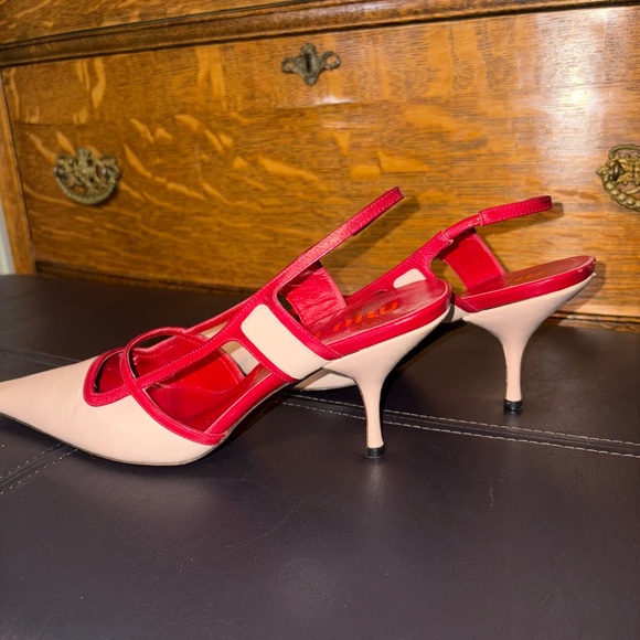Miu Miu Red & Blush Leather Slingback Heels 36.5 (US 6.5) - Picture 1 of 8